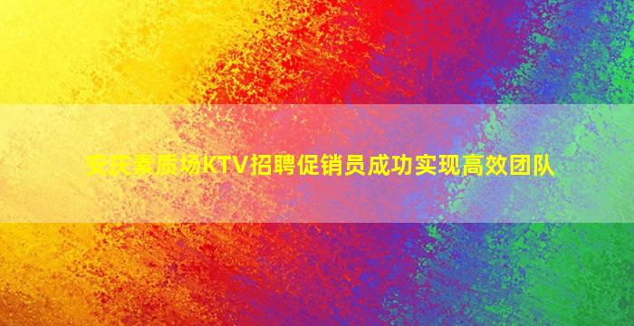 安庆素质场KTV招聘促销员成功实现高效团队